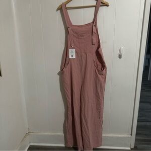 Pink Relaxed Fit Overalls with Wide Straps